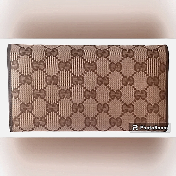 GUCCI GUCCISIMA AUTHENTIC SIGNATURE MONOGRAM CANVAS LEATHER WALLET  EUC - Picture 2 of 16